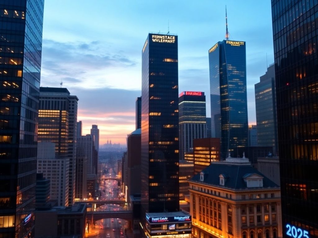 Orizontul unui oraș modern cu clădiri financiare iluminat.