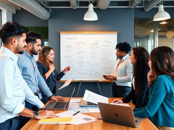 Echipa diversă colaborează pentru un avantaj competitiv.